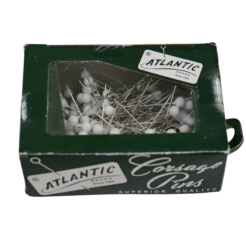 1 1/2" Atlantic Brand Round Head Flat White Corsage Pins | 144 Count