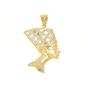 10K GOLD TWO TONE NEFERTITI PENDANT 4.0G