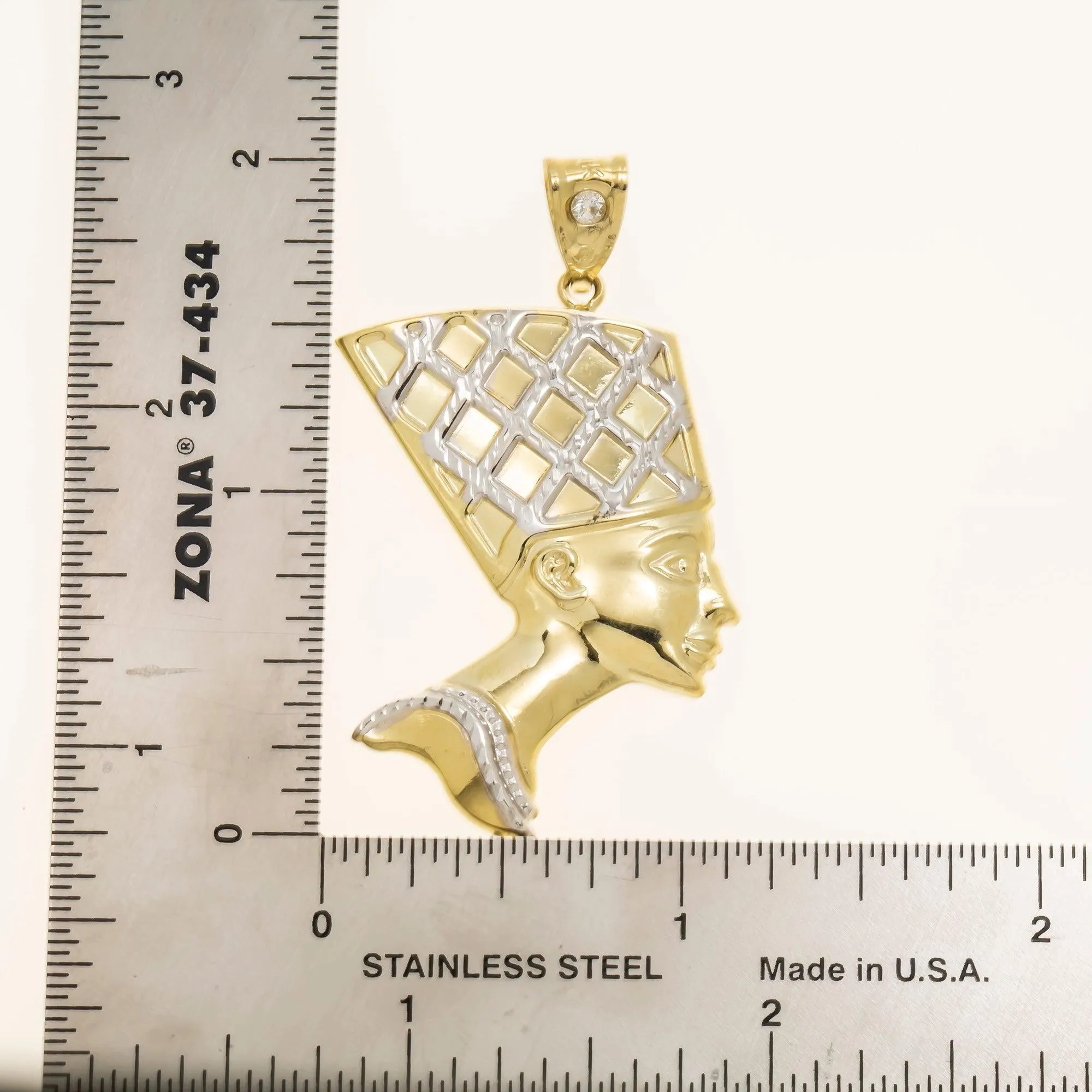 10K GOLD TWO TONE NEFERTITI PENDANT 4.0G