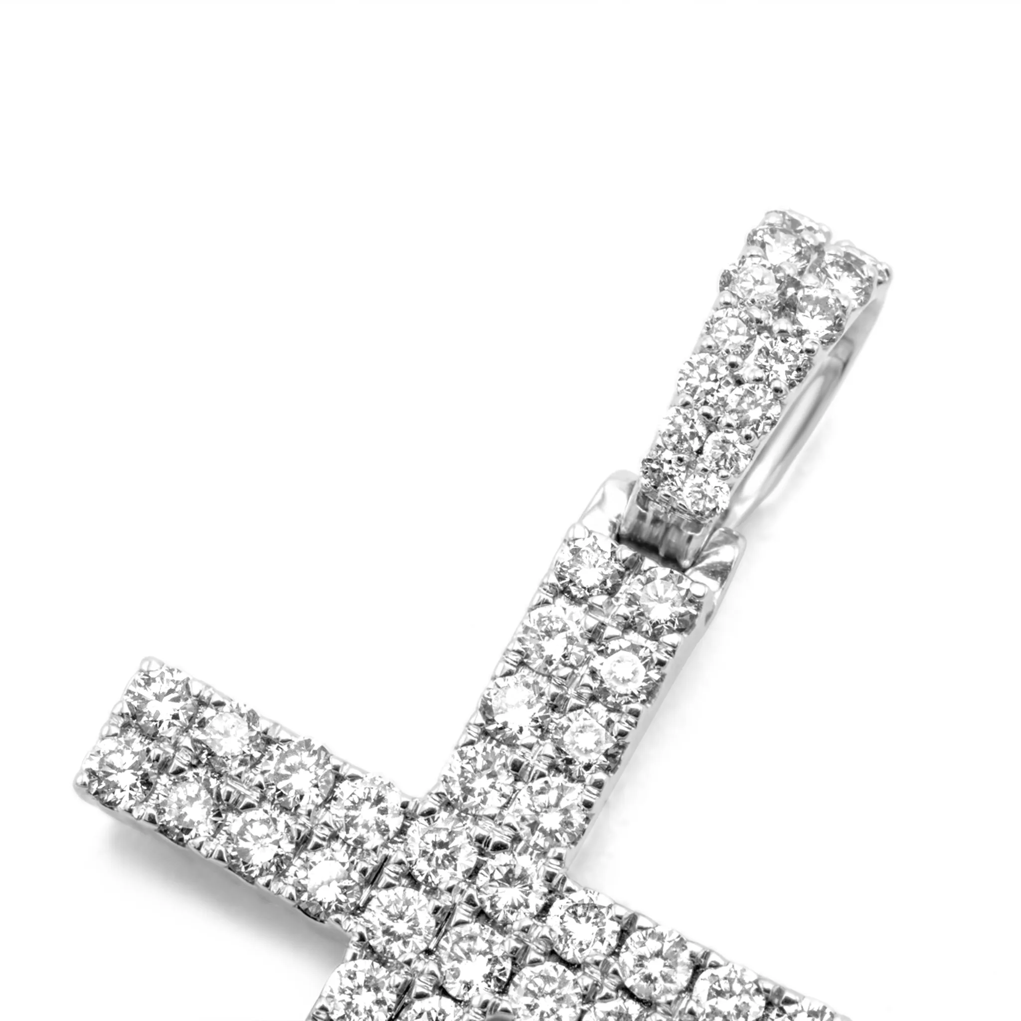 10K White Gold Cross Diamond Pendant 2.20CTW