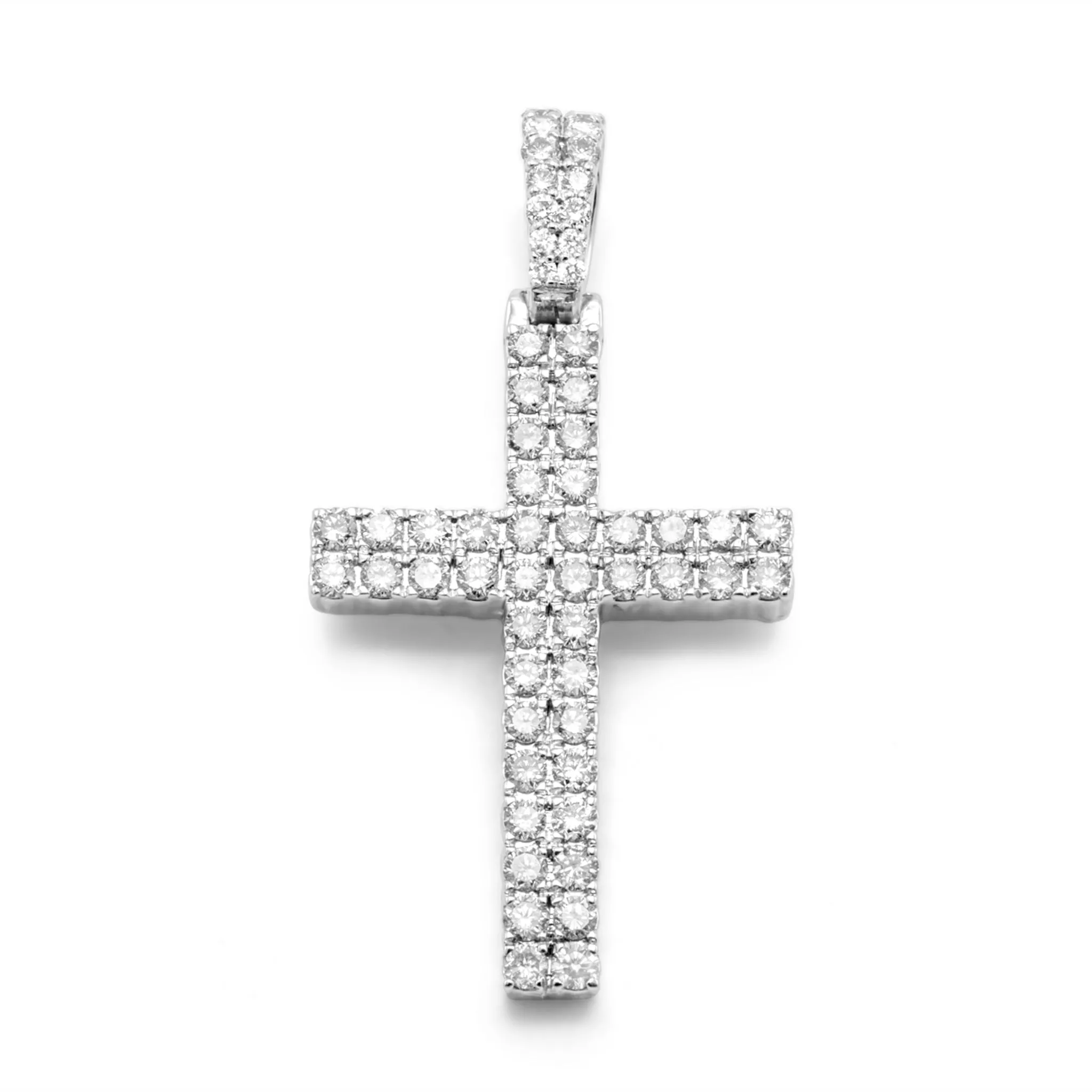 10K White Gold Cross Diamond Pendant 2.20CTW