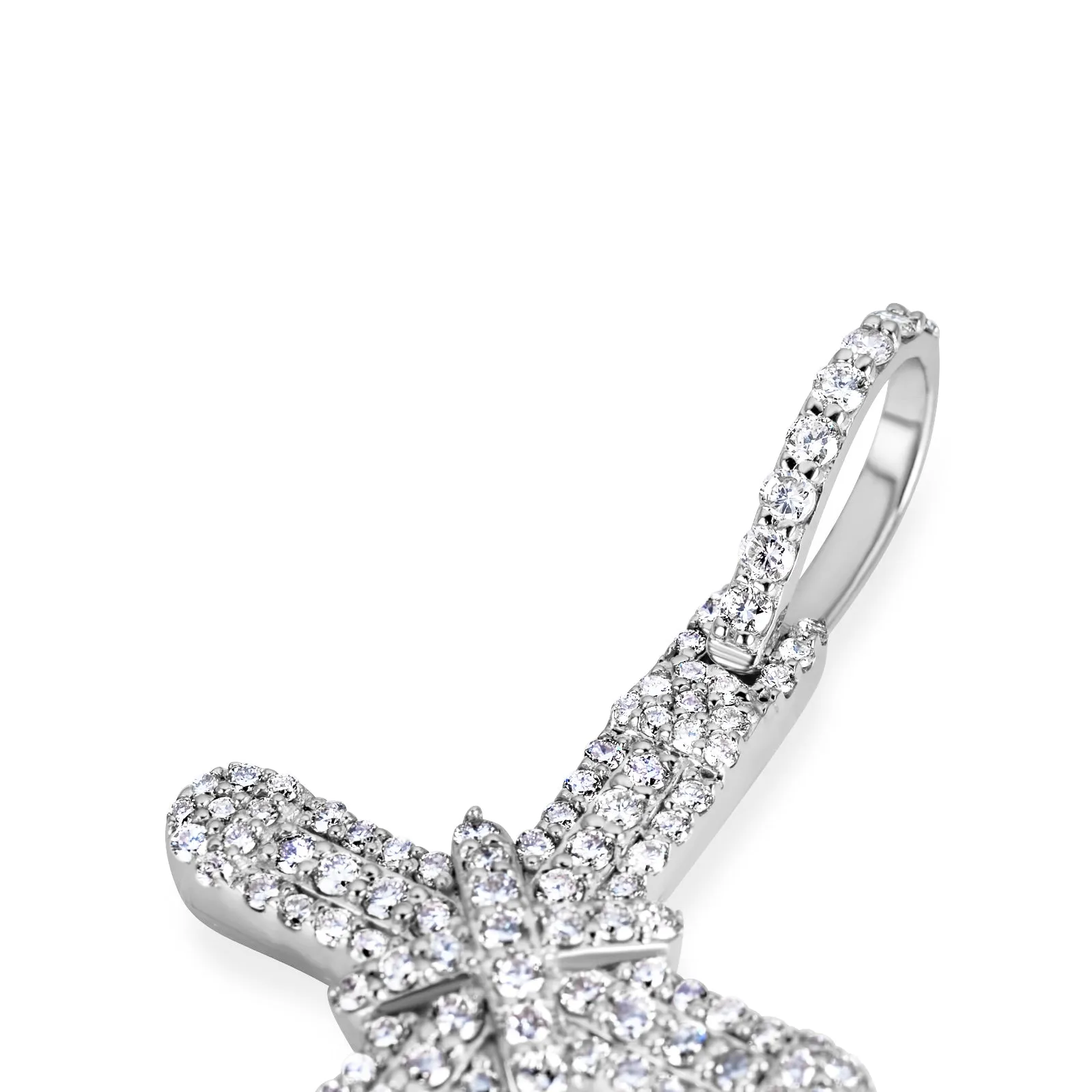 10K White Gold Diamond Cross Pendant 0.82 ctw