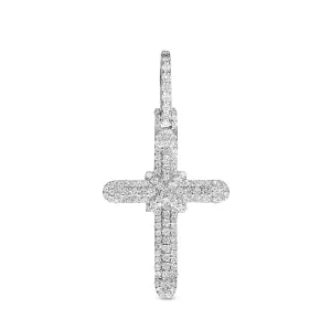 10K White Gold Diamond Cross Pendant 0.82 ctw