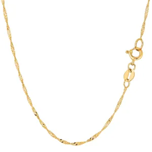 10k Yellow Gold Singapore Chain Necklace, 1.5mm