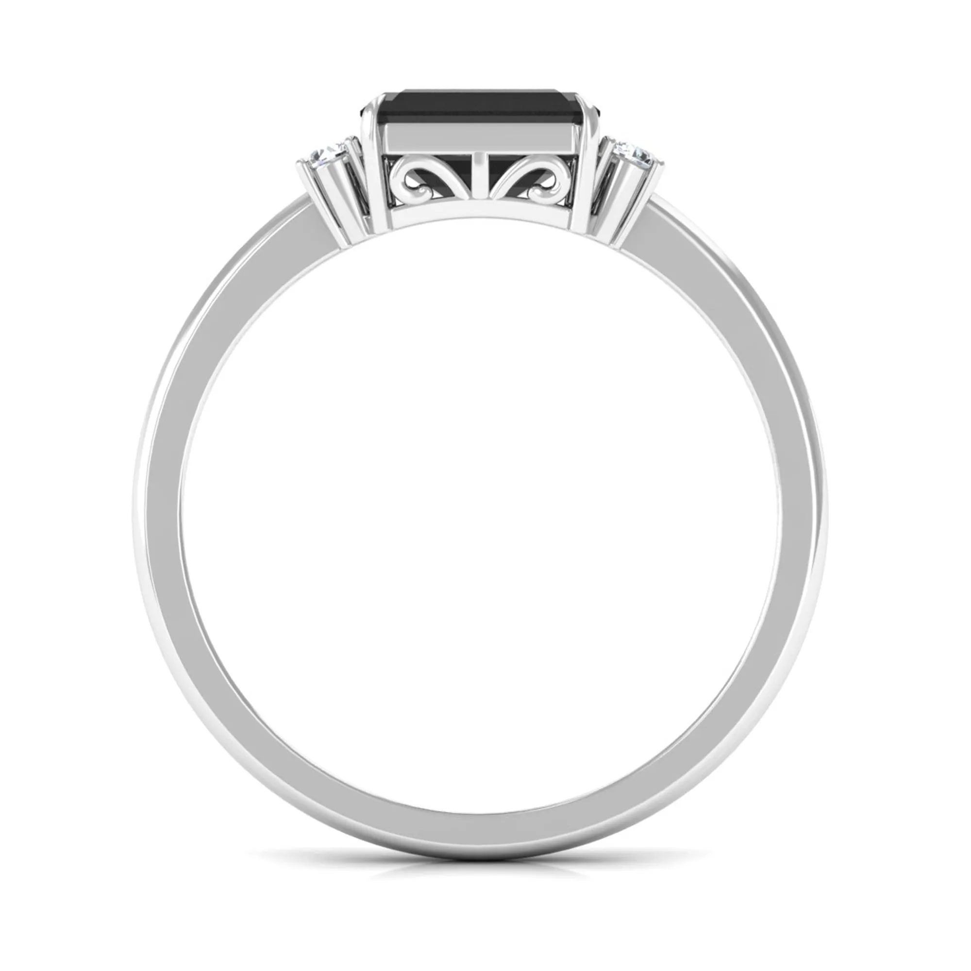 1.25 CT Black Diamond East West Engagement Ring with Diamond