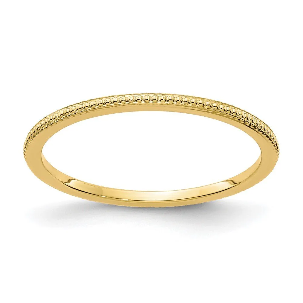 1.2mm 14k Yellow Gold Beaded Stackable Band