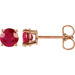 14K Rose 5 mm Lab-Grown Ruby Stud Earrings