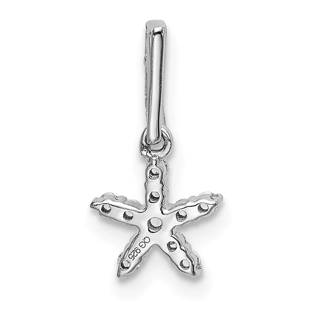 14k White Gold Open Back Polished Finish 0.1CT Diamond Star Design Charm Pendant