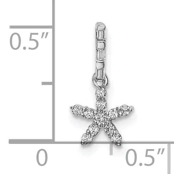 14k White Gold Open Back Polished Finish 0.1CT Diamond Star Design Charm Pendant