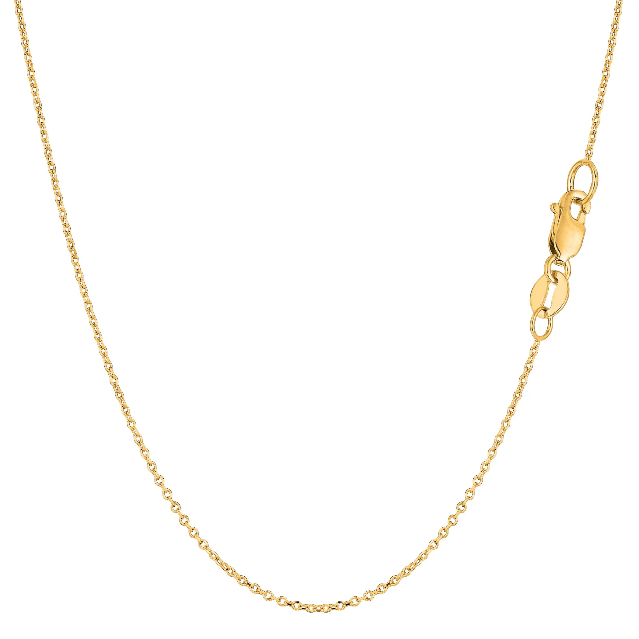 14k Yellow Gold Cable Link Chain Necklace, 0.8mm