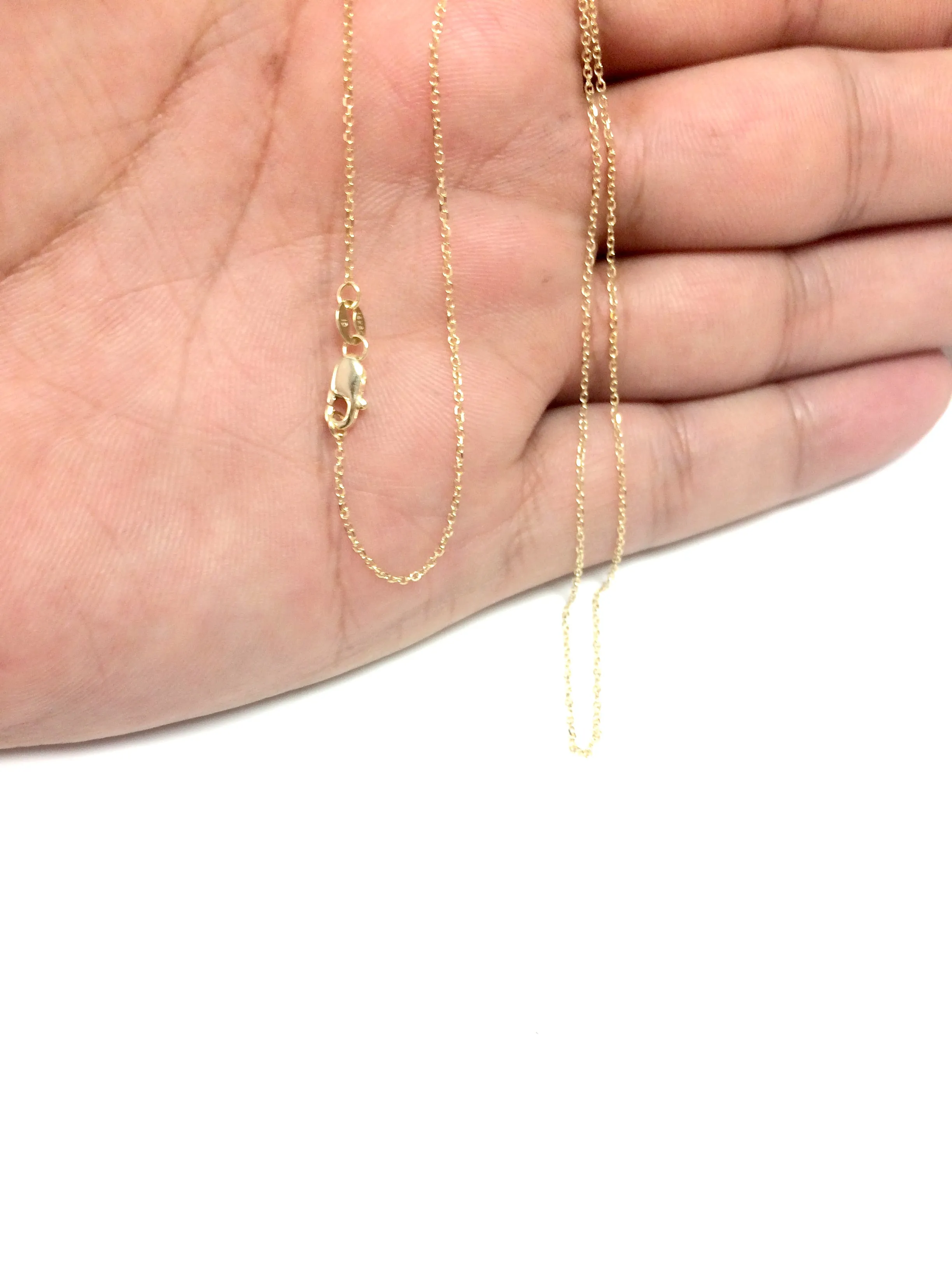 14k Yellow Gold Cable Link Chain Necklace, 0.8mm