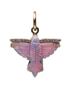 14k Yellow Gold Carved Opal Rising Phoenix Pendant