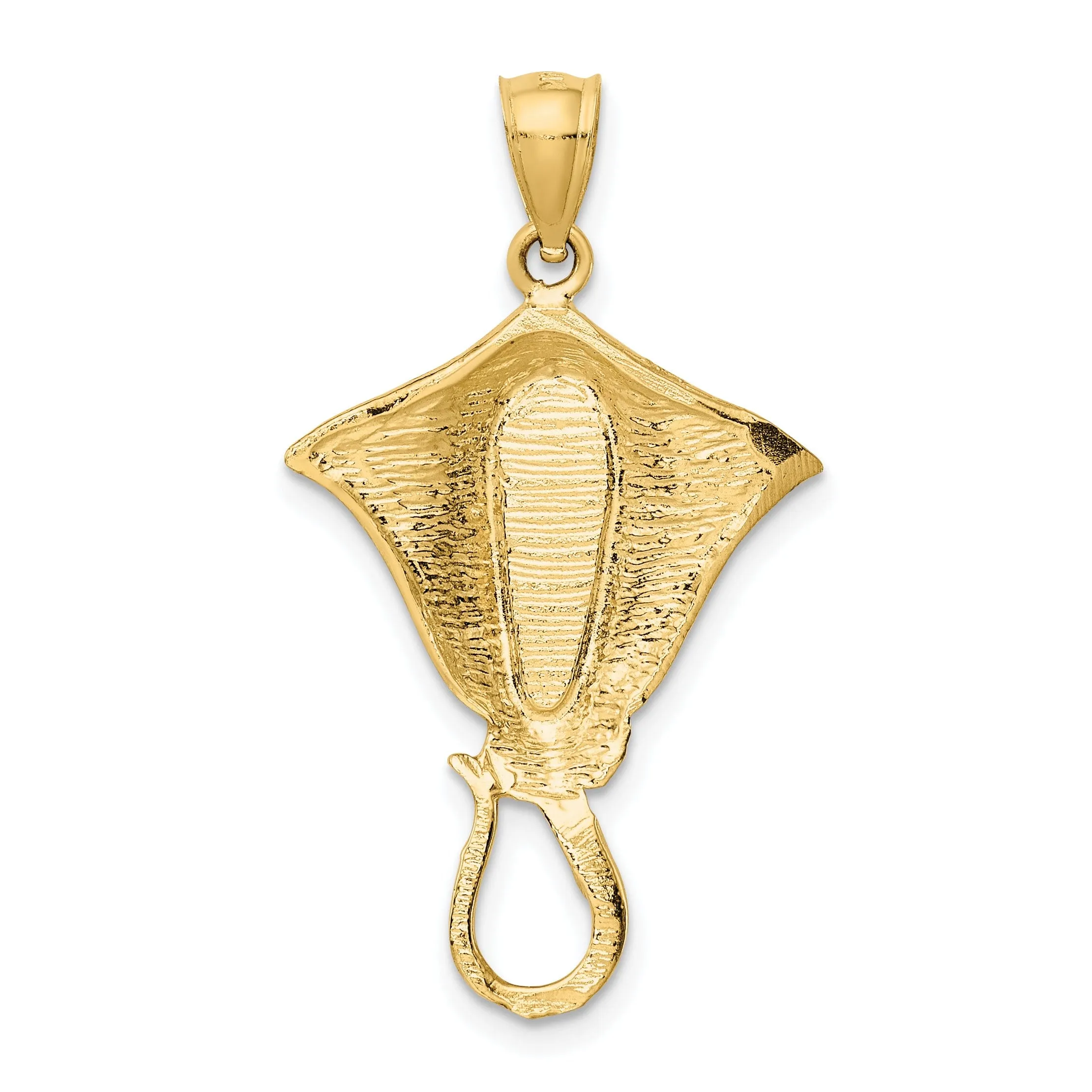 14k Yellow Gold Casted Solid Open Back Polished Finish Created Blue Opal Stingray Charm Pendant