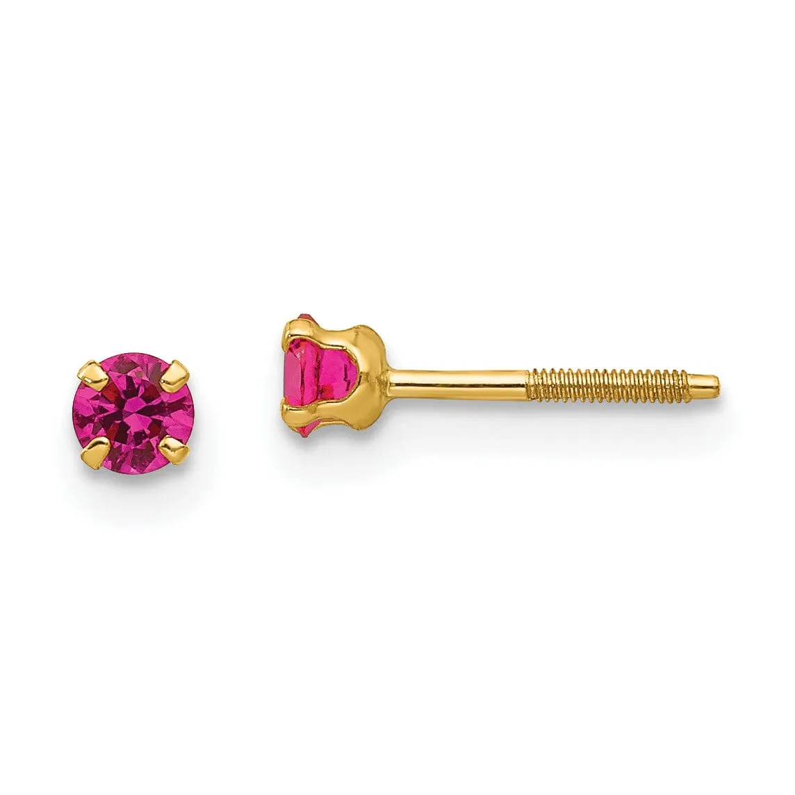 14k Yellow Gold Ruby Birthstone Earrings