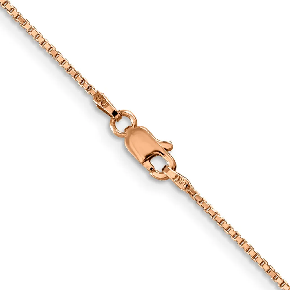 14KT Rose Gold 24-inch 1MM Lobster Clasp Box Chain