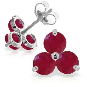 1.5 Carat 14K Solid White Gold Best Look Ruby Earrings