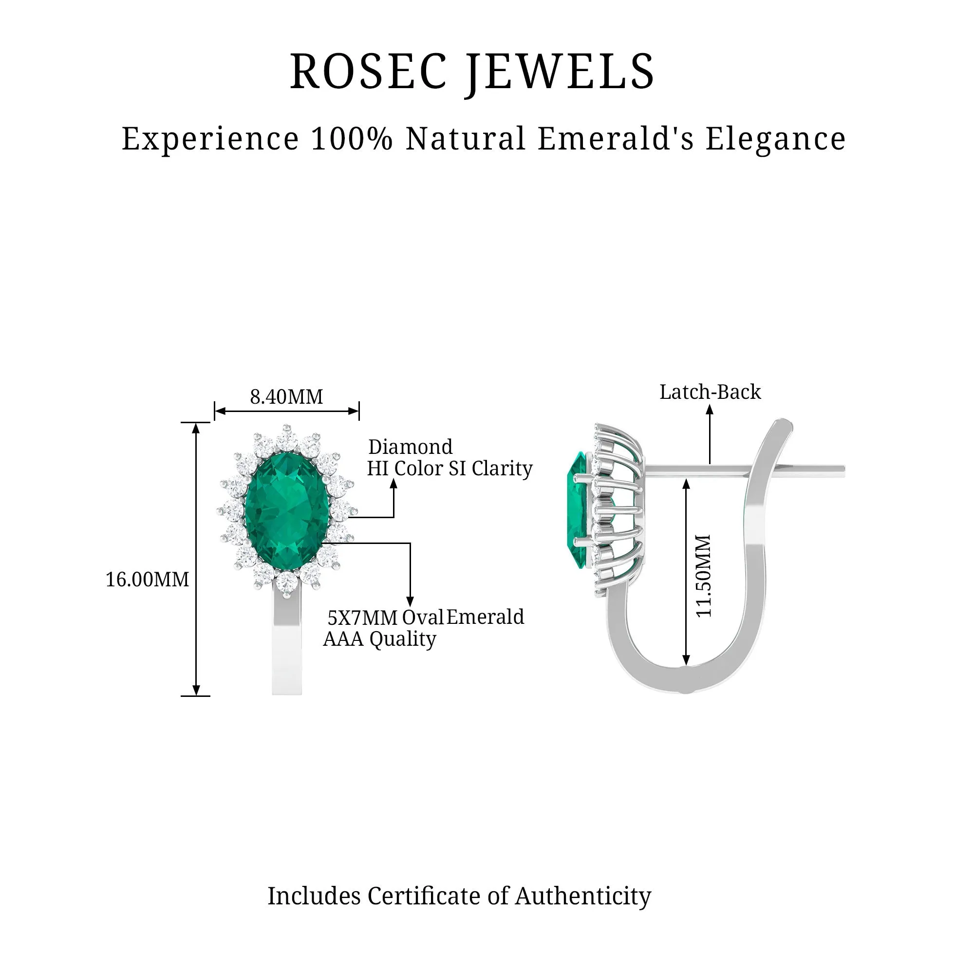 1.75 CT Oval Cut Emerald and Diamond Halo Stud Earring