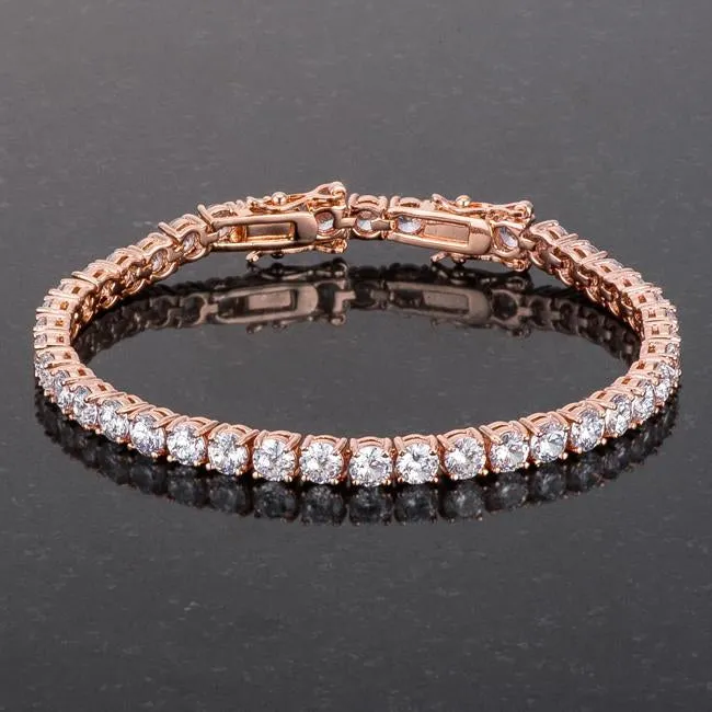 17.6 Ct Rosegold Tennis Bracelet with Shimmering Round CZ