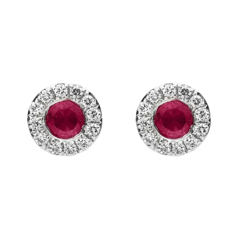 18ct White Gold 0.27ct Ruby Diamond Round Stud Earrings