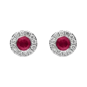 18ct White Gold 0.27ct Ruby Diamond Round Stud Earrings