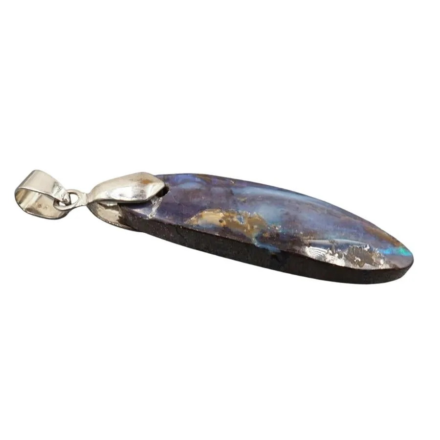 18ct White Gold Boulder Opal Pendant