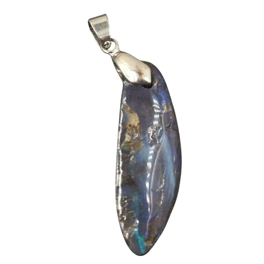 18ct White Gold Boulder Opal Pendant