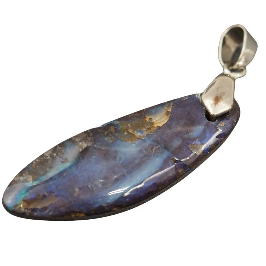 18ct White Gold Boulder Opal Pendant