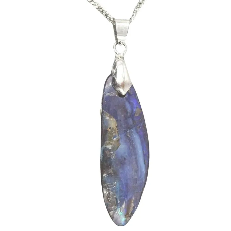 18ct White Gold Boulder Opal Pendant