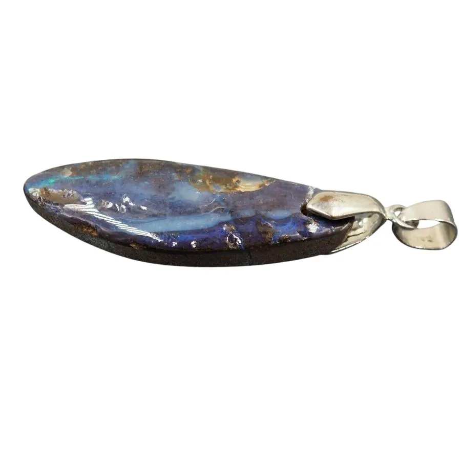 18ct White Gold Boulder Opal Pendant