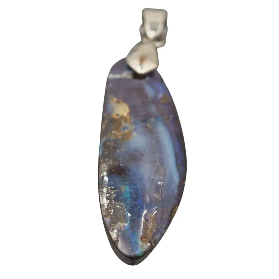 18ct White Gold Boulder Opal Pendant