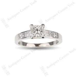 18ct White Gold Certified 1.01ct Princess Cut Diamond Solitaire