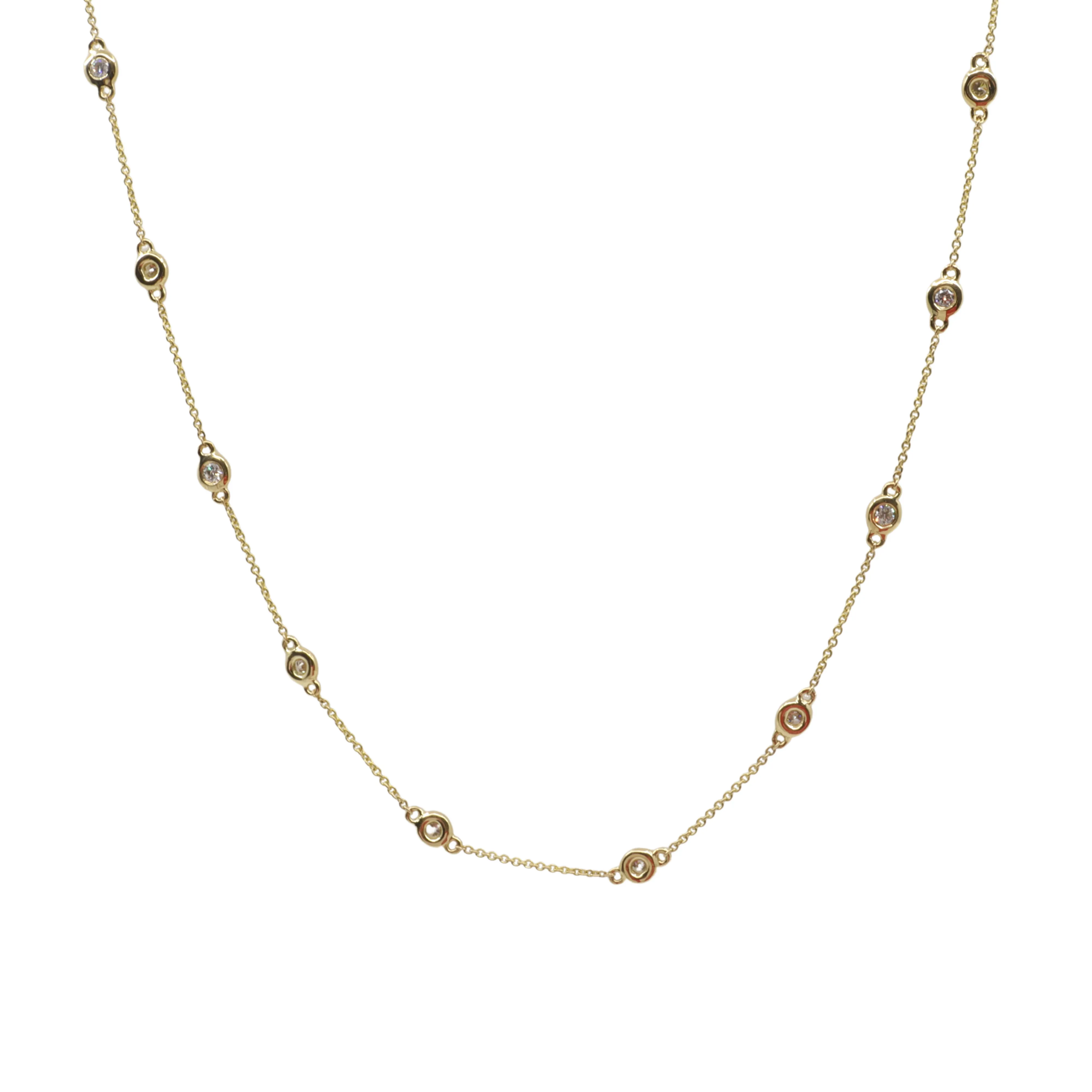 18K Yellow Gold Diamond Necklace - 20765897