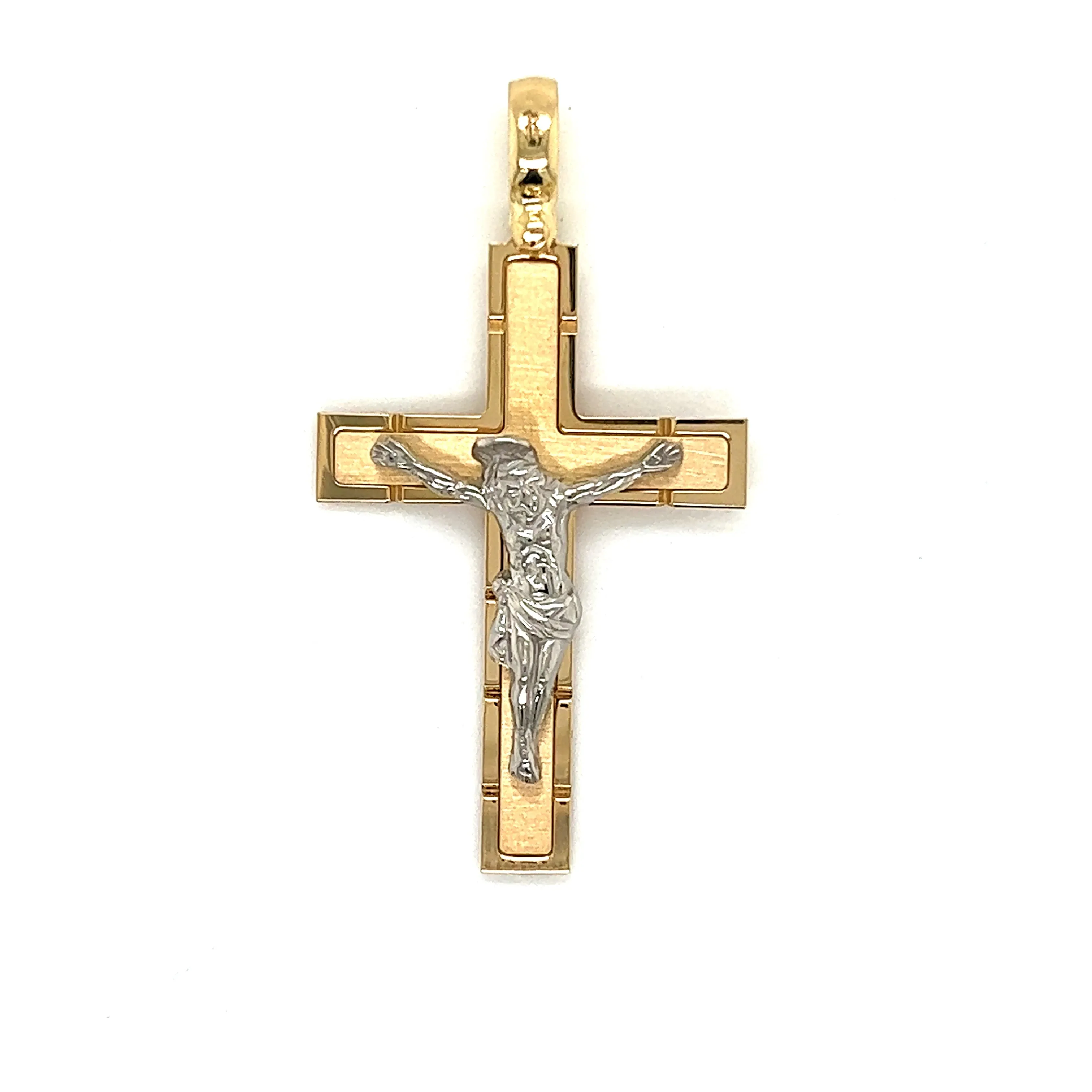 18KT Yellow and White Gold Cross Pendant