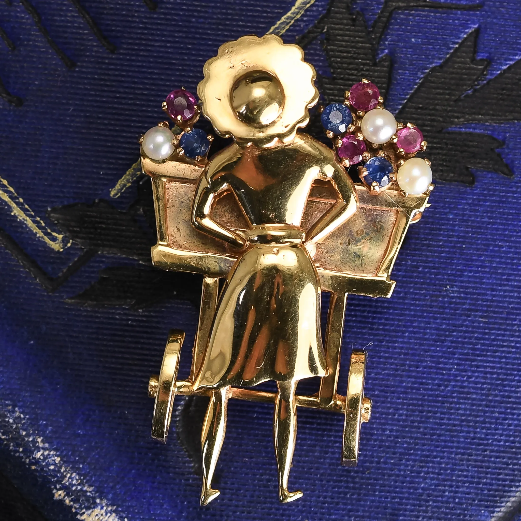 1930's Multi-Gem "Flower Cart" Brooch