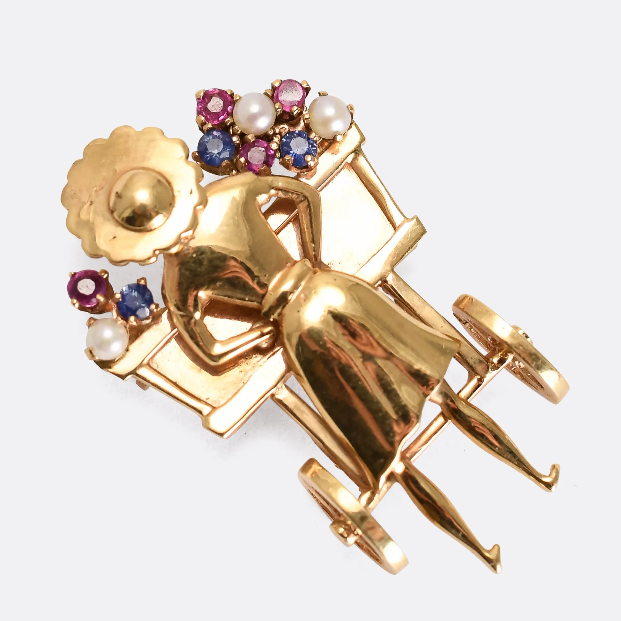 1930's Multi-Gem "Flower Cart" Brooch