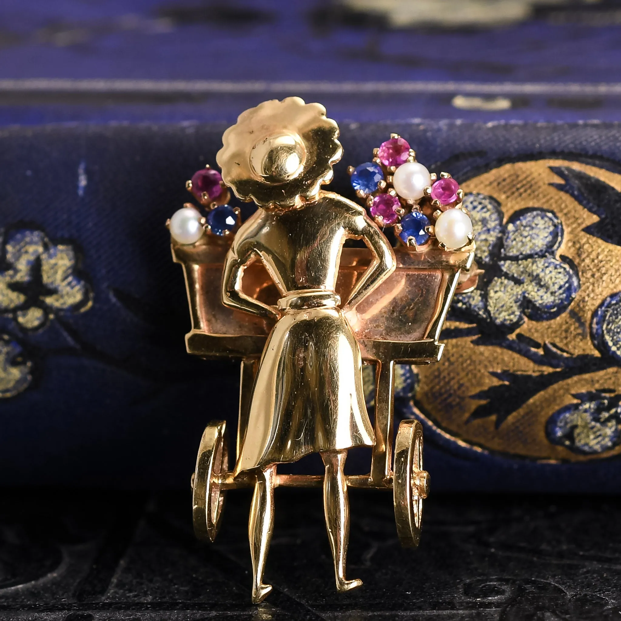 1930's Multi-Gem "Flower Cart" Brooch