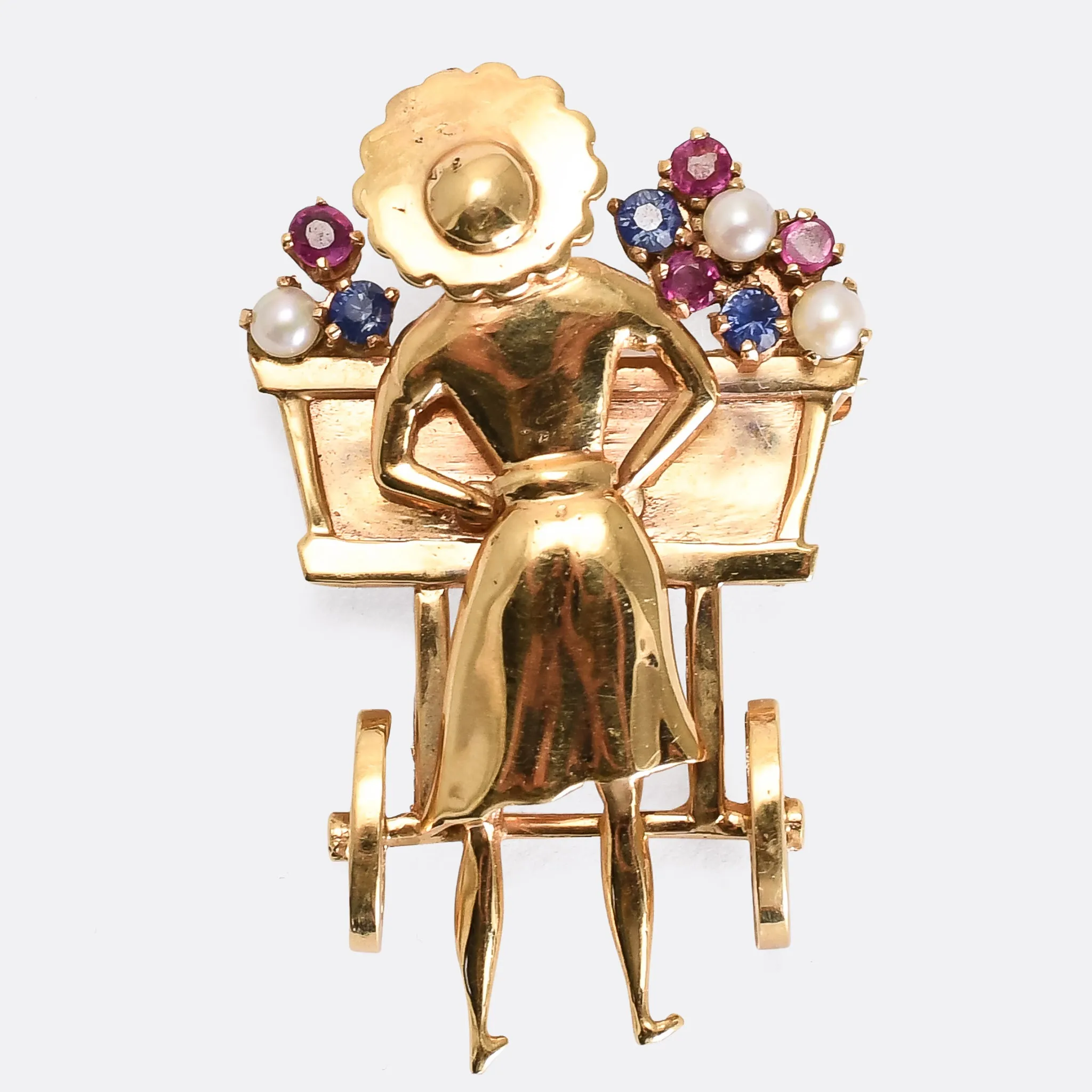 1930's Multi-Gem "Flower Cart" Brooch