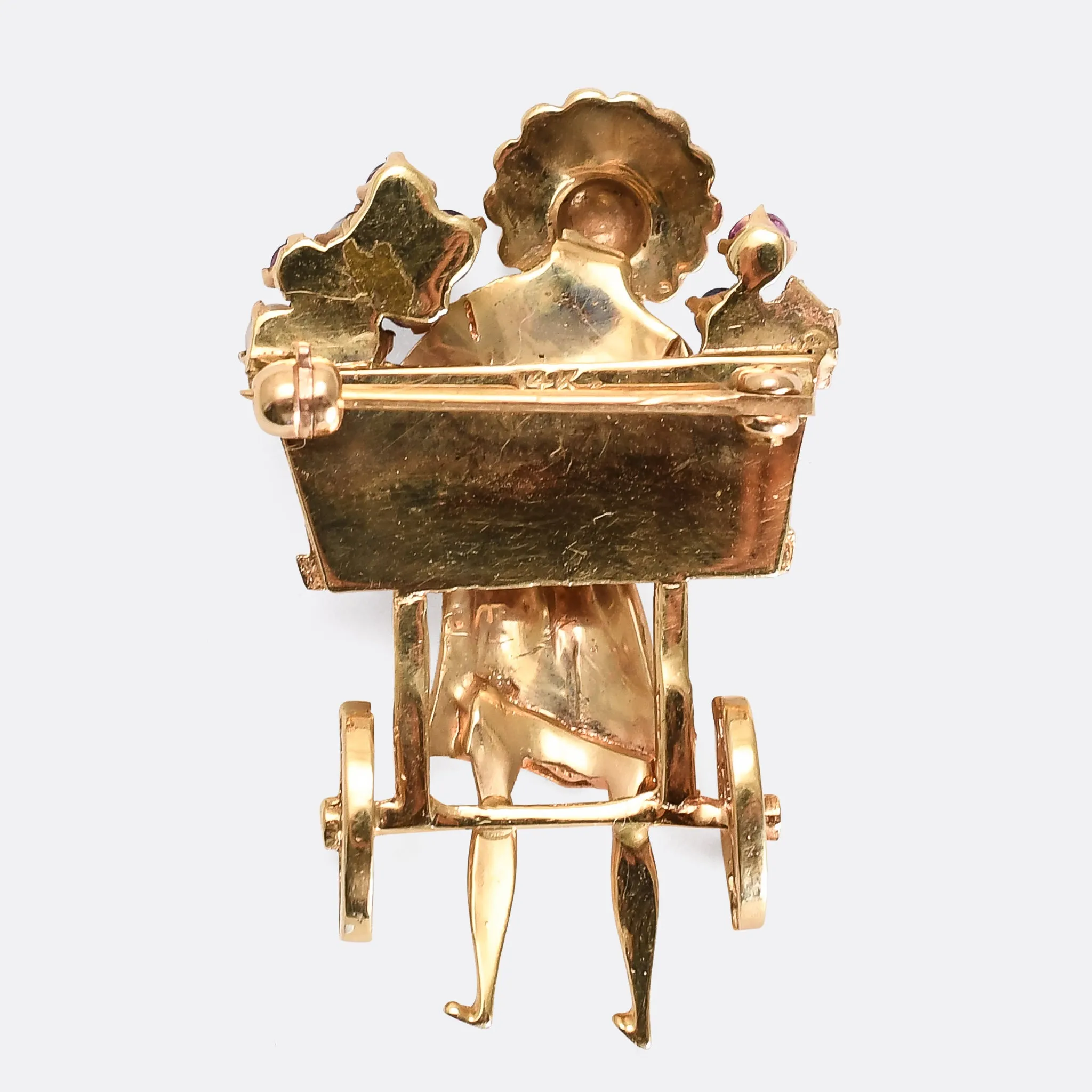 1930's Multi-Gem "Flower Cart" Brooch