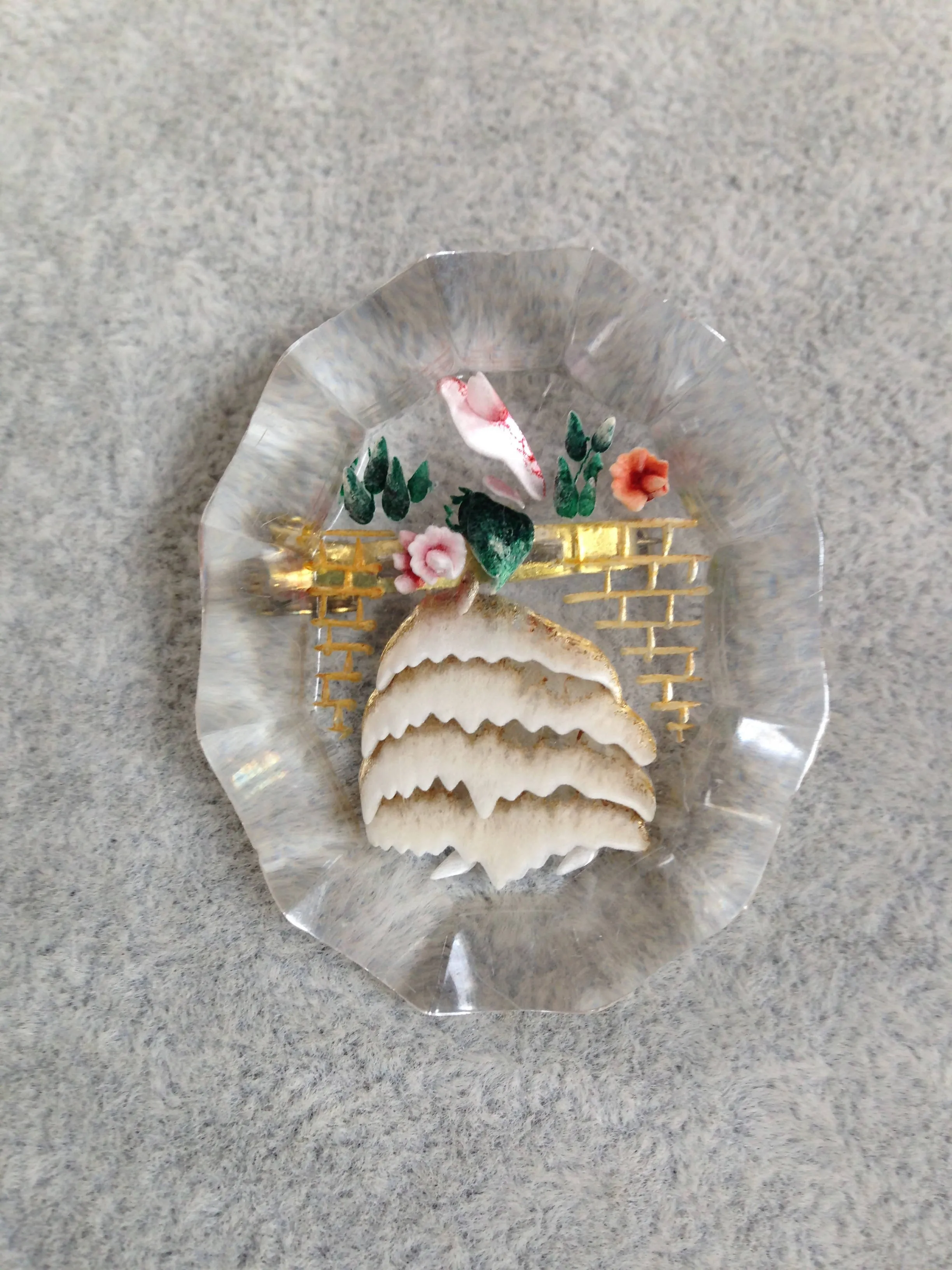 1950's lucite crinoline lady brooch