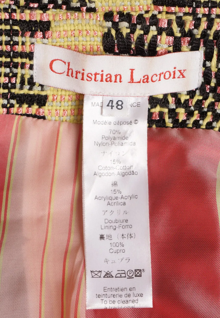 1990s Suit Yellow, Pink & Black Woven Fabric Christian Lacroix