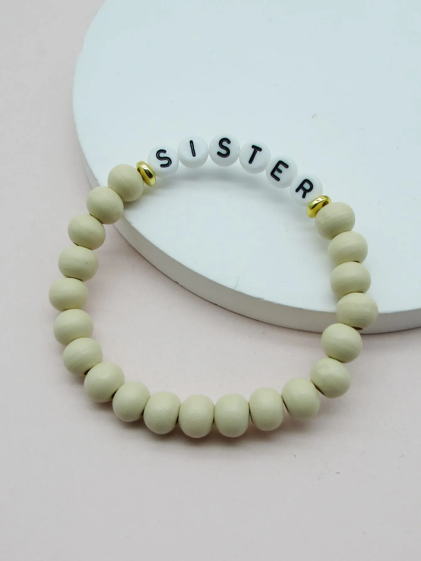 1pc Sister Detail Wooden Beaded Bracelet Gift for Sister Sisters Gift