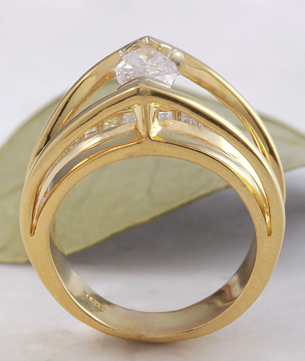 2.06 Carats Natural Diamond 18K Solid Yellow Gold Engagement Ring