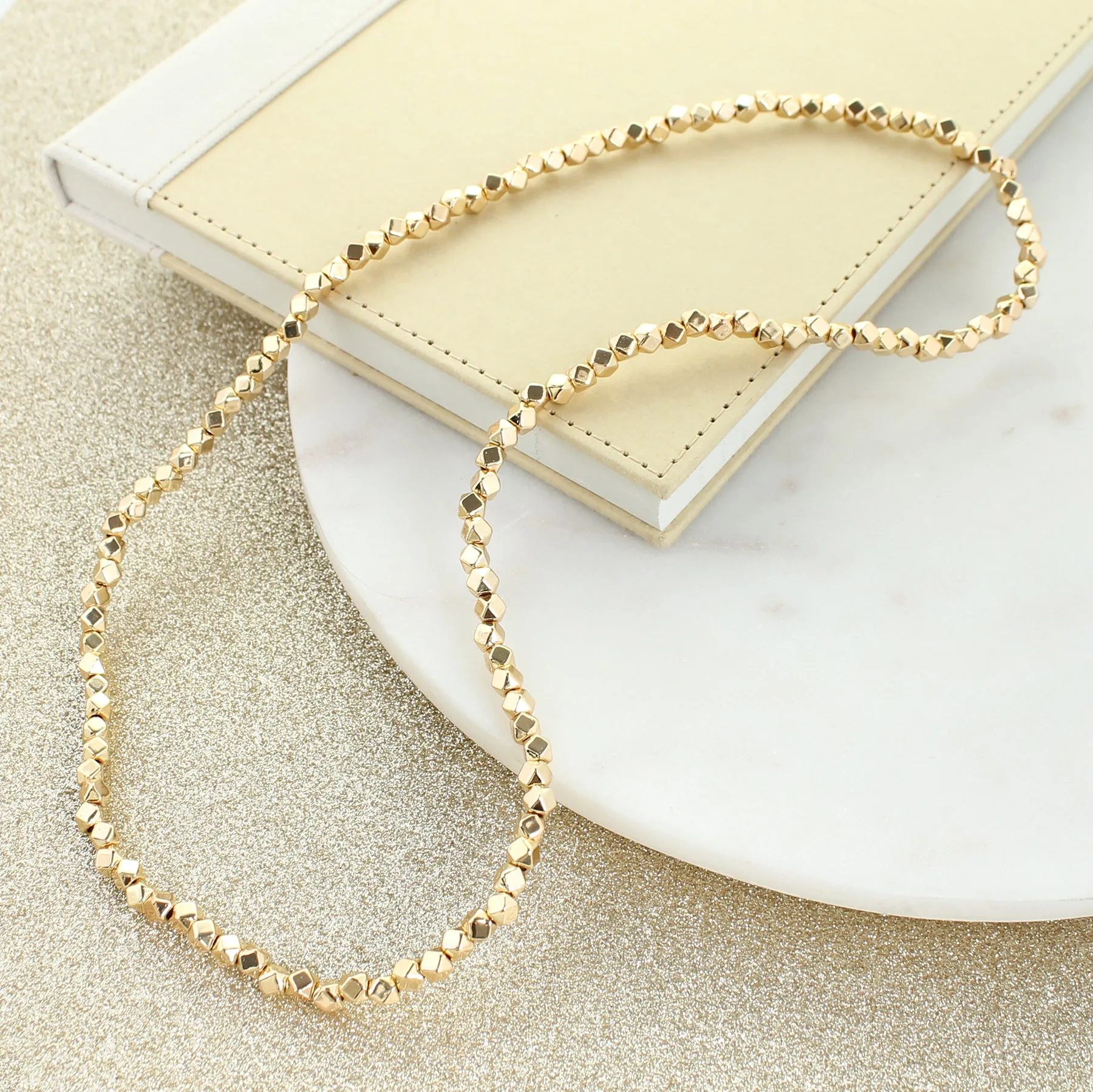 24” Gold Bead Stretch Necklace