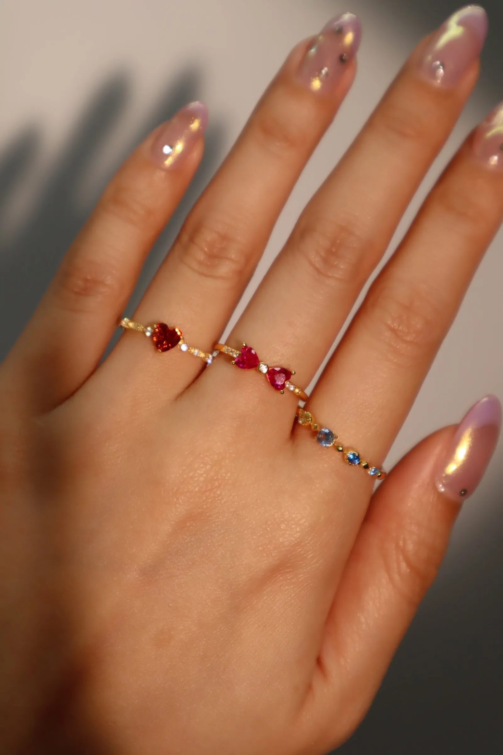 24K gold vermeil Red Gem Heart Ring