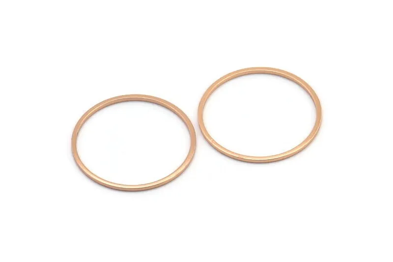 26mm Circle Connectors, 12 Rose Gold Plated Brass Circle Connectors (26x1x1mm) Bs 1091 Q0368