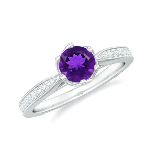 3/4 CT Amethyst and Diamond Accent Engagement Ring