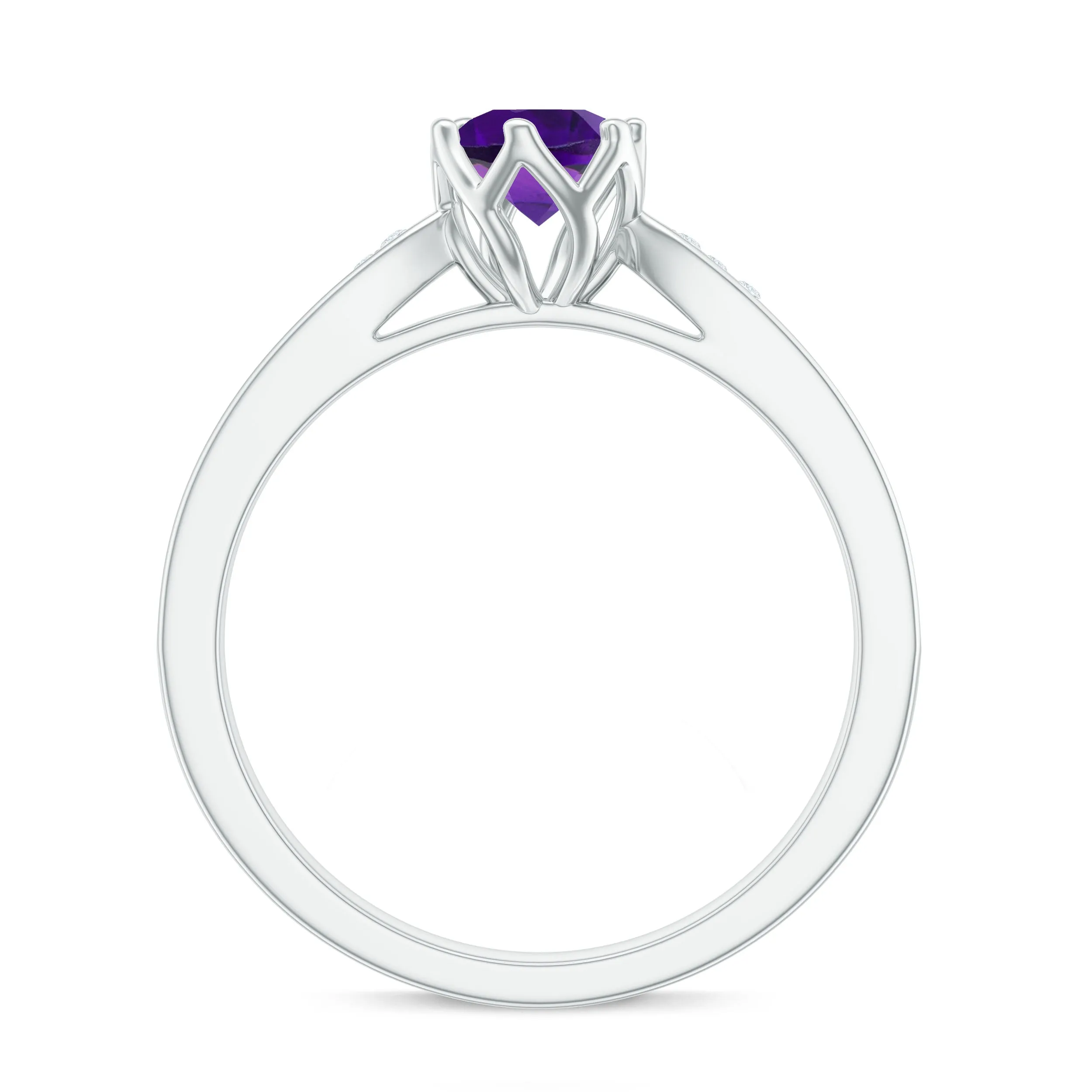 3/4 CT Amethyst and Diamond Accent Engagement Ring