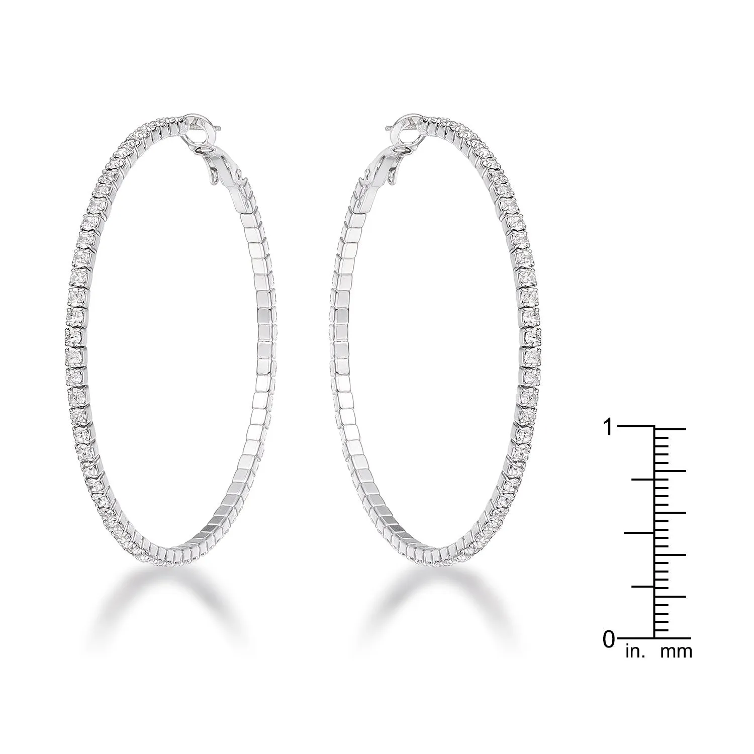 3.85Ct Silvertone Cup Chain Hoop Earrings