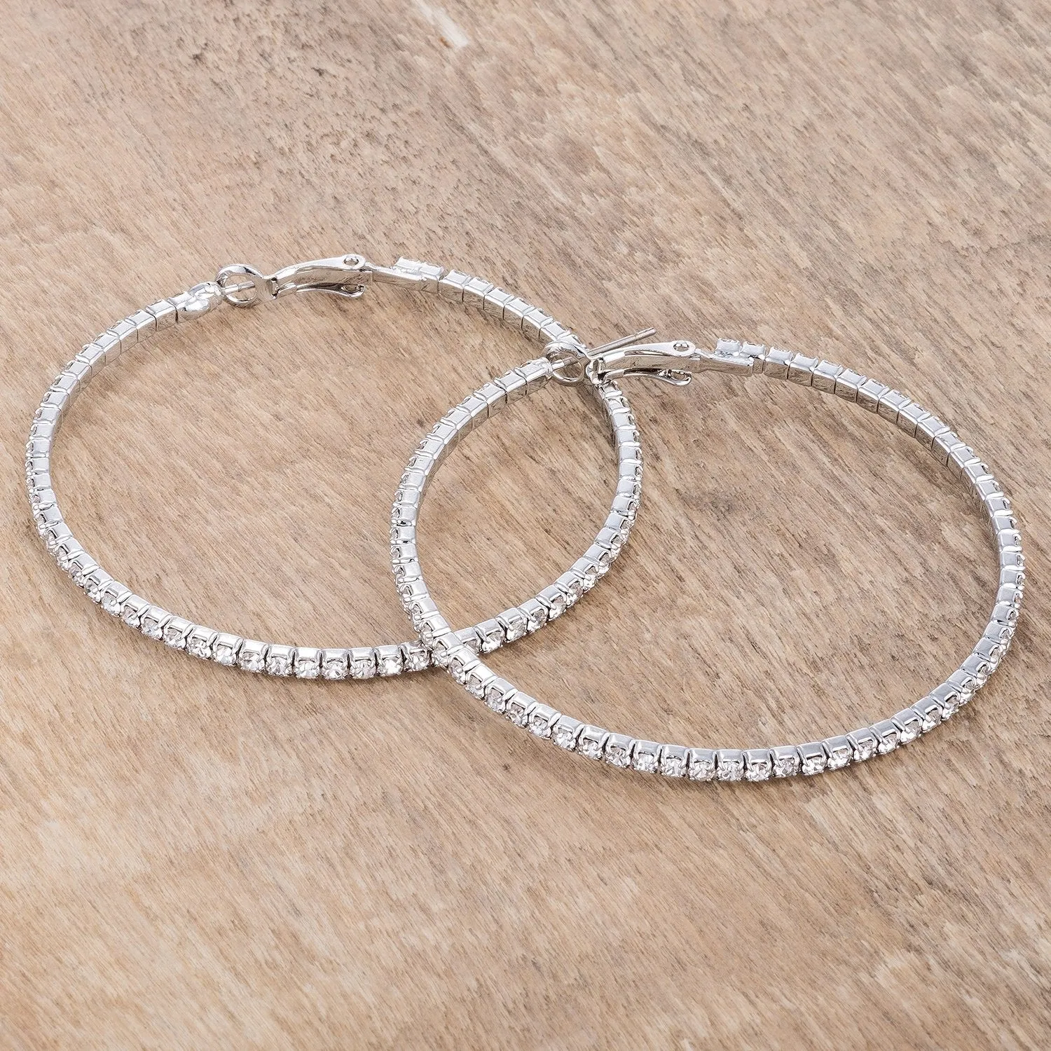 3.85Ct Silvertone Cup Chain Hoop Earrings