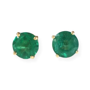 4.42CTW Natural Emerald Stud Earrings 18KY